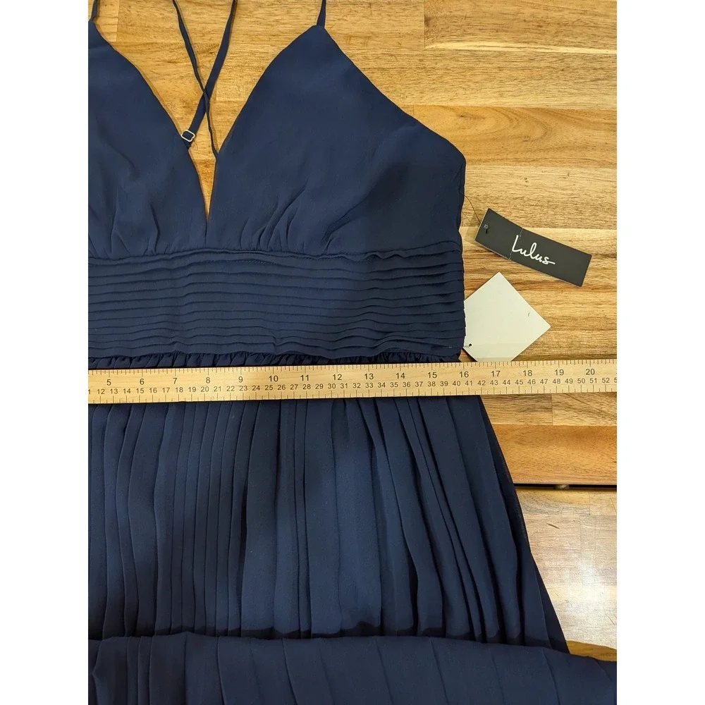 NWT Lulus Depths of My Love Navy Maxi Dress XL V Neck Cross back Formal Prom - Picture 10 of 14
